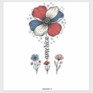 America Floral Patriotic Vintage Vector Design_1