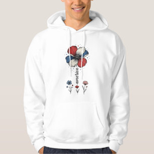 America Floral Patriotic Vintage Vector Design_1 Hoodie