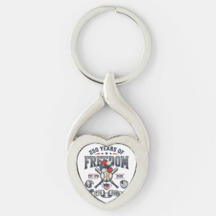 America Floral Patriotic Vintage Vector Design_1 Keychain