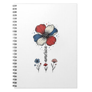 America Floral Patriotic Vintage Vector Design_1 Notebook