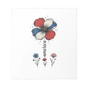 America Floral Patriotic Vintage Vector Design_1 Notepad