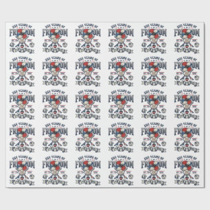 America Floral Patriotic Vintage Vector Design_1 Wrapping Paper