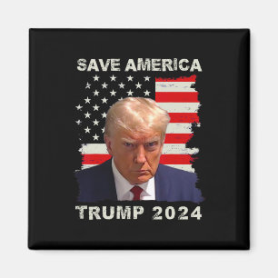 America Free Trump Mug Shot 2024 American Flag Magnet
