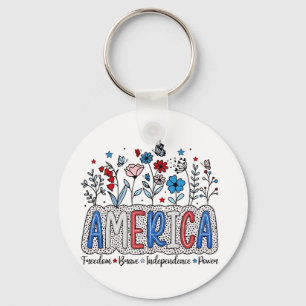 America Freedom Brave independence Power 4th July Keychain