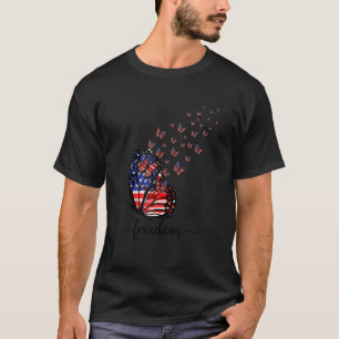 America Freedom Butterfly American Flag 4th Of Jul T-Shirt