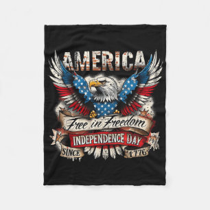 America Freedom Eagle Since 1776 Patriotic Design Fleece Blanket