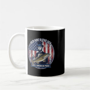 America Funny 4th Of July Abe Lincoln Fishing Coffee Mug