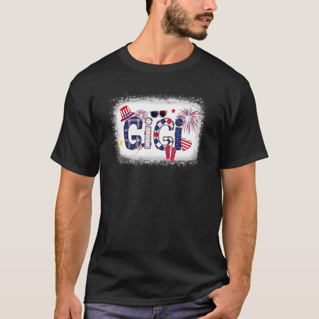 America Gigi Flip Flops Fireworks Patriotic Gigi 4 T-Shirt (Front)