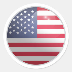 America Glossy Circle Flag Classic Round Sticker