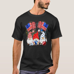 America Gnomes Bowling Fireworks American Flag 4th T-Shirt