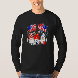 America Gnomes Bowling Fireworks American Flag 4th T-Shirt