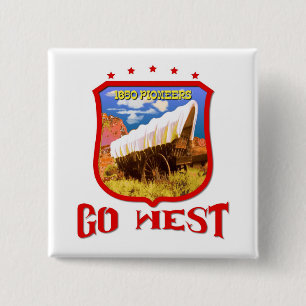America Go West 2 Inch Square Button