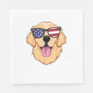 America Golden Retriever 4th of July for Men Boys Napkin