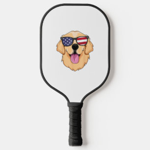 America Golden Retriever 4th of July  for Men Boys Pickleball Paddle
