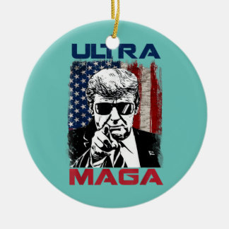 America Great And Proud Patriot and Ultra Maga Ceramic Ornament