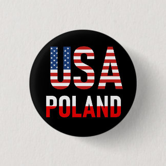 America Great, USA - Poland 1 Inch Round Button