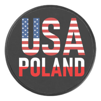 America Great, USA - Poland Hockey Puck