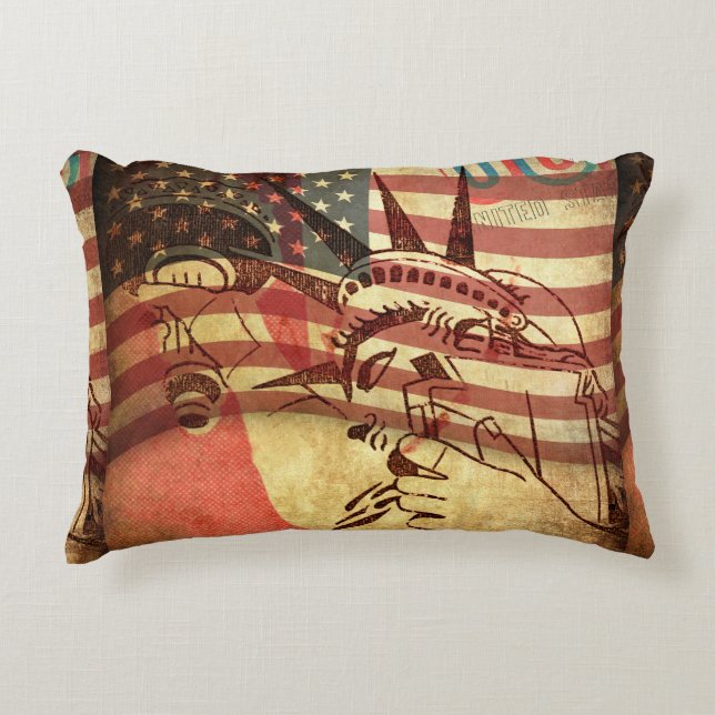 America, grunge background accent pillow (Front)