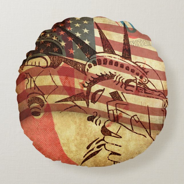 America, grunge background round pillow (Front)