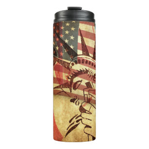 America, grunge background thermal tumbler