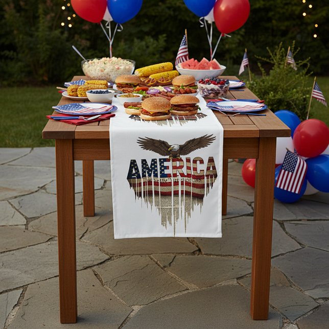 America grunge flag and eagle medium table runner (Creator Uploaded)