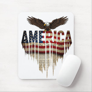 America grunge flag and eagle mouse pad