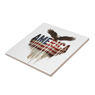 America grunge flag and eagle tile