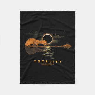 America Guitar Totality 04 08 24 Total Solar Eclip Fleece Blanket