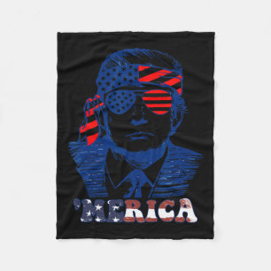 America Happy 4th Of July Trump American Flag  Fleece Blanket