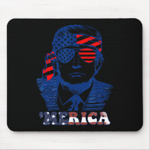 America Happy 4th Of July Trump American Flag  Mouse Pad
