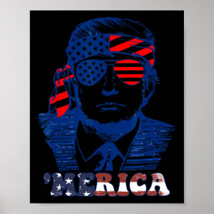 America Happy 4th Of July Trump American Flag  Poster