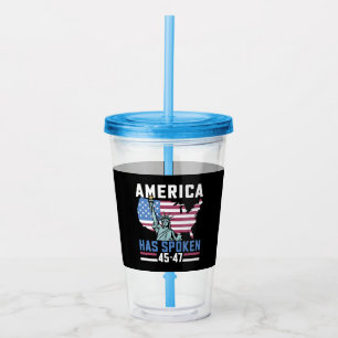 America Has Spoken 45 47 Trump President Vintage Acrylic Tumbler