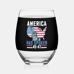 America Has Spoken 45 47 Trump President Vintage Stemless Wine Glass