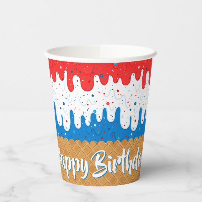 America Ice Cream Birthday Paper Cups (Left)