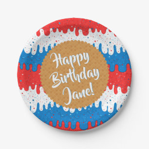 America Ice Cream Birthday Paper Plate