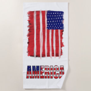 AMERICA In Flag Colours Beach Towel