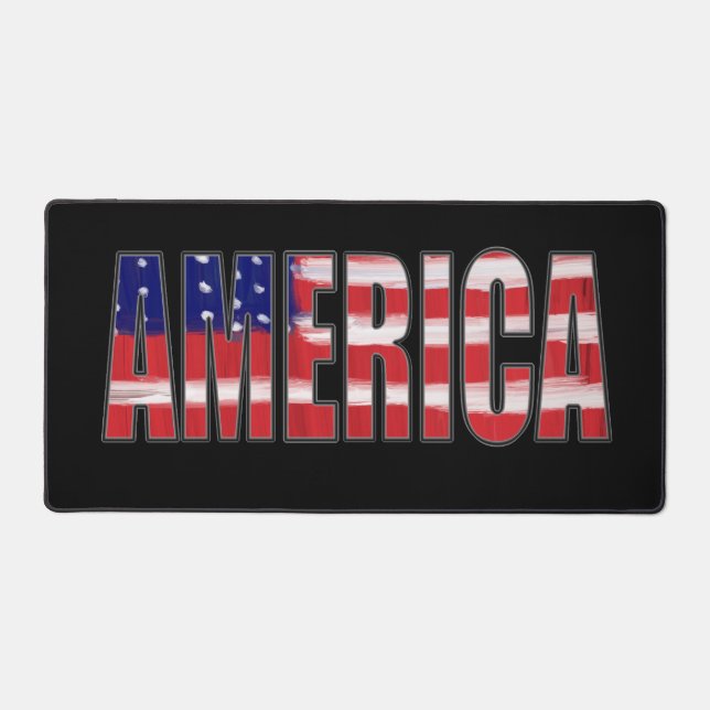 AMERICA In Flag Text Desk Mat (Front)