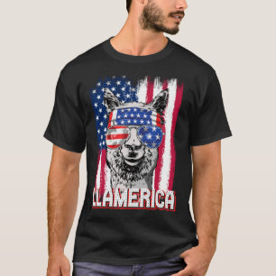 America Independence Day Flag Llama Llamerica T-Shirt