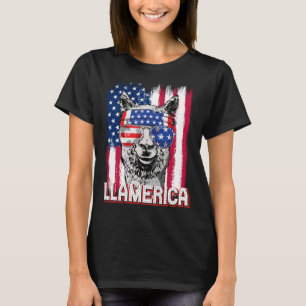 America Independence Day Flag Llama Llamerica T-Shirt