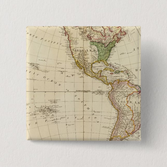 America - Indian Tribe Settlements 2 Inch Square Button (Front)