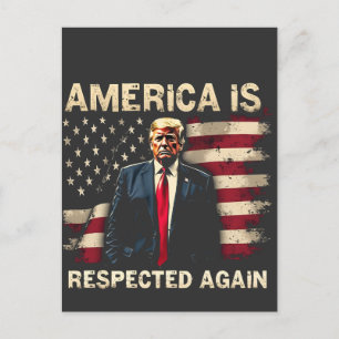 America is Respected Again Trump USA 4Th Of July Announcement Postcard