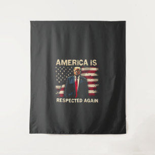 America is Respected Again Trump USA 4Th Of July Tapestry