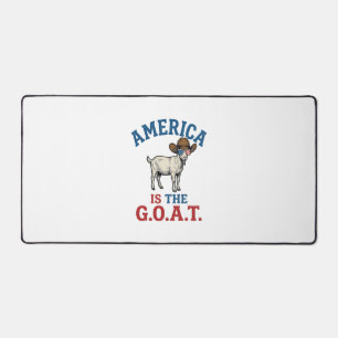 America Is The G.O.A.T Patriotic Goat Cowboy Shirt Desk Mat