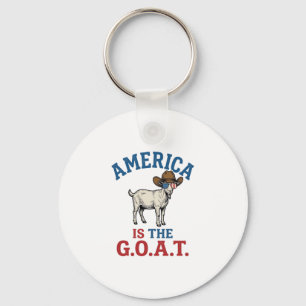 America Is The G.O.A.T Patriotic Goat Cowboy Shirt Keychain