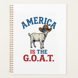 America Is The G.O.A.T Patriotic Goat Cowboy Shirt Planner