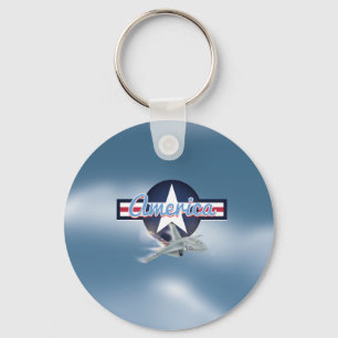 America Jet fighter Air Force Keychain