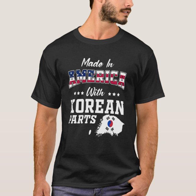 America Korean Parts South Korea Map USA Flag Root T-Shirt (Front)