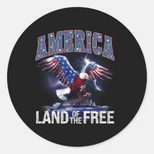 America Land Of The Free 4th Of July Independence Classic Round Sticker