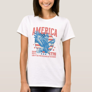 America Land of the Free EST 1776 4th of July T-Shirt
