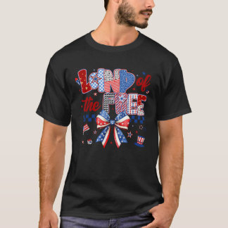 America Land Of The Free Retro Coquette Bow 4th Of T-Shirt